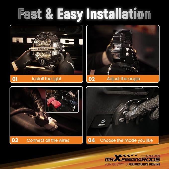 maXpeedingrods 5 Inch 178W Off Road Lights, LED Pod Light 21360LM with Amber/White DRL 3 Modes, 270°Side Shooter for Trucks Jeep Pickup UTV ATV Motorcycles Spot Ditch Light with Black Covers