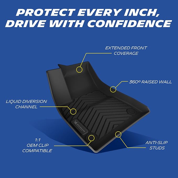 Michelin Vehicle Mat, All-Weather TPE Custom Fit Liner for Tesla Model 3 Floor Mats 2024-2027 (3 Piece), Premier B