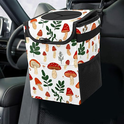 Car Trash Can – Multi-Purpose, Lightweight and Portable with Durable Water-Resistant Coating, No Installation Required, Practical and Ample Capacity, Variety of Colors.Mushroom