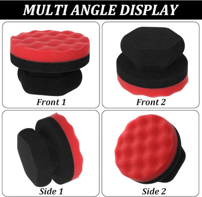 2 PCS Tire Shine Applicator Pad Large Hex Grip Tire Dressing Applicator Reusable Car Detailing Foam Sponge Polishing Tool Wave Contoured Car Cleaning Supplies for Rubber Vinyl & Plastic Trim