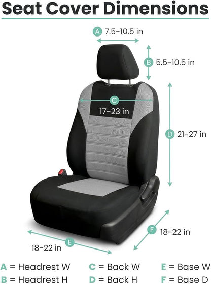 FH Group Gray Polyester Car Seat Cover, 3D Air Mesh, Front Set, Airbag Compatible, Universal Fit for Cars Trucks SUVs