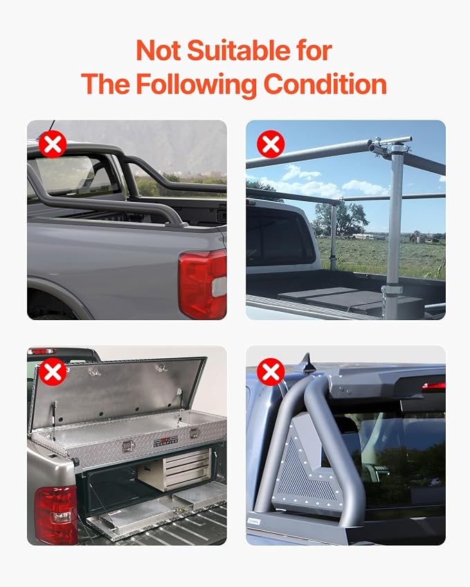 VEVOR Tri-Fold Truck Bed Tonneau Cover, Compatible with 2015-2024 Ford F-150, 6.5' (79") Bed, Only Fit 6.5' x 5.4' (79" x 65.2") Inside Bed, 400 lbs Load Capacity, LED Light, Quick Folding, Black