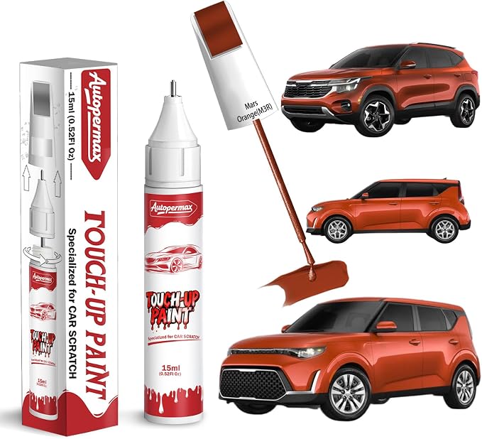 M3R Mars Orange Car Touch Up Paint for Kia, Color Accurate Two-In-One Car Paint Scratch Repair Pen, Professional Scratch Remover for Vehicles Chips and Nicks Scuff