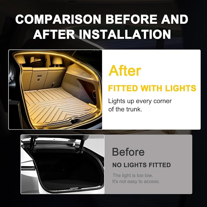 Tlyard Trunk LED Lights Strip for Tesla Model Y Juniper 2025 2026 Back Interior Frunk Lightning Waterproof &High Brightness Strip for Tesla Model Y Accessories