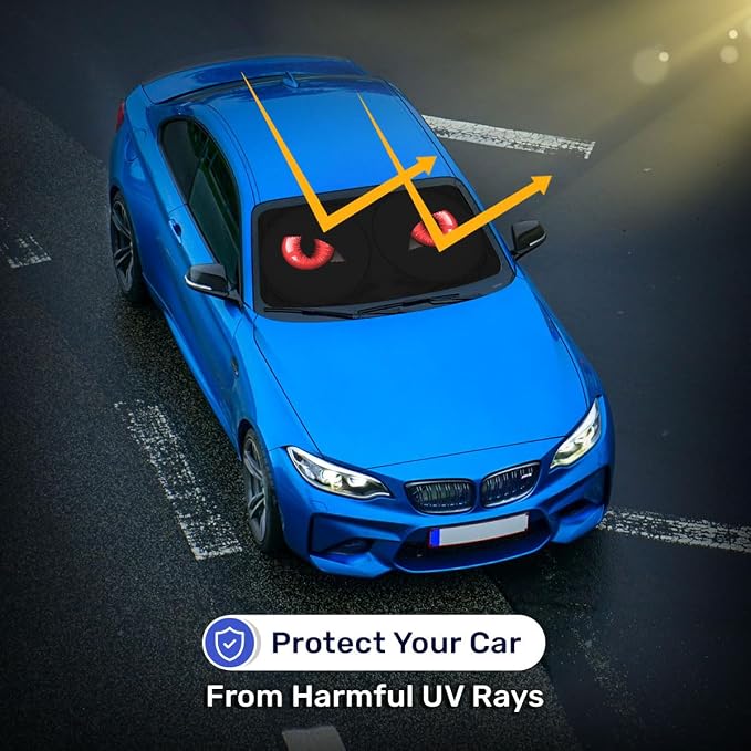 GENANY Evil Eyes Movie Windshield Sun Shade for Car SUV Truck (69x35 Inches), Automobile Sunshade, Protector Blocks UV, Car Decor