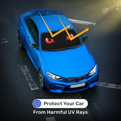 GENANY Evil Eyes Movie Windshield Sun Shade for Car SUV Truck (69x35 Inches), Automobile Sunshade, Protector Blocks UV, Car Decor