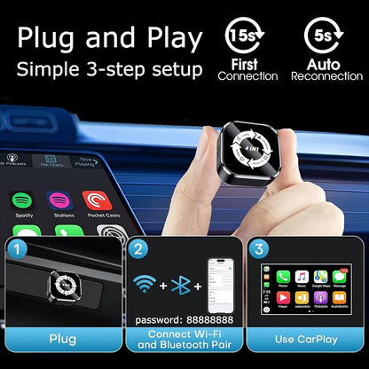 Wireless CarPlay Adapter 4-in-1,2026 Upgraded Screen Mirroring,Support Mirror Link/AirPlay for Apple CarPlay & Android Auto,for Cars with Wired CarPlay, Fast Auto-Connection, Plug & Play
