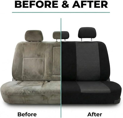FH Group Universal Car Seat Covers Rear Set for SUV Truck Sedan Vans | 3D Textured Breathable Fabric Seat Cover Set with Airbag Compatible Split Bench Protector Interior Upgrade - Black