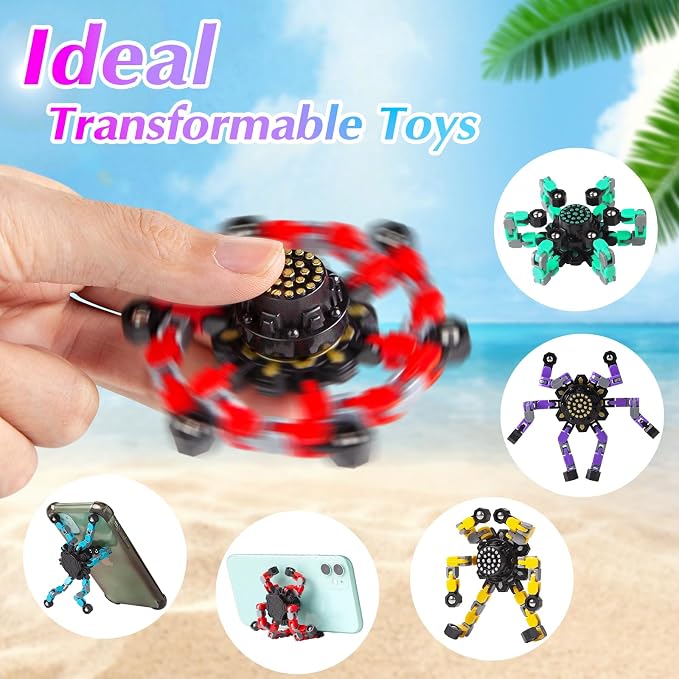 Gokeey 5 Pcs Transformable Fidget Spinners Toys for Kids and Adults, Stress Relief Sensory Toys for Boys and Girls Fingertip Gyros for ADHD Autism Quiet Airplane Travel Toys Essentials Party Favors