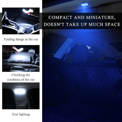 Wevdn 2 PCS Car LED Lights Interior Wireless, Sticky Car Ambient Lighting with 6 Bright LED Lamp Beads, Portable USB Rechargeable Vehicle Interior Led Night Light for Car (Blue)