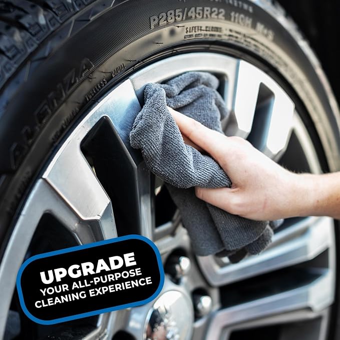 The Rag Company - The Miner - Professional Metal Polishing Microfiber Towels for Cars; Safe on High-End Wheels and Soft Metals, 70/30 Blend, Dual-Pile, 365GSM, 16in x 16in, Grey (10-Pack)