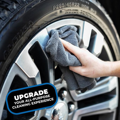 The Rag Company - The Miner - Professional Metal Polishing Microfiber Towels for Cars; Safe on High-End Wheels and Soft Metals, 70/30 Blend, Dual-Pile, 365GSM, 16in x 16in, Grey (10-Pack)