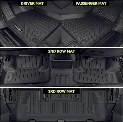 Tongama-Floor Mats for 2021-2026 Kia Sorento PHEV & Hybrid 6 Seats/Captain Seat, All Weather TPE Trunk Mat with Backrest Mat & 2nd Row Backrest Mats & Cargo Net & Door Sill Guards