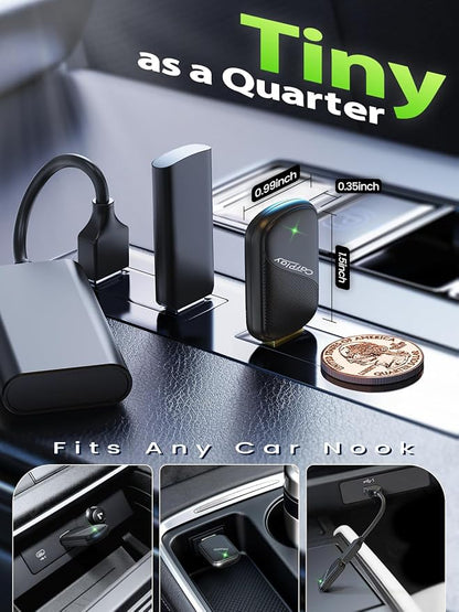 Wireless CarPlay Adapter for iPhone - Wired to Wireless CarPlay Dongle with USB-A/USB-C, Gold-Plated USB, Low Latency, Auto Reconnect, Mini Plug & Play Adapter for OEM Wired Cars 2016+