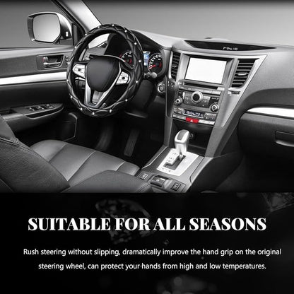 Bling Car Steering Wheel Cover, 15 Inch Diamond Leather Anti-Slip Auto Steering Wheel Protector, Cute Sparkly Rhinestones Wheels Cover Automotive Decoration for Women Girl (Black)