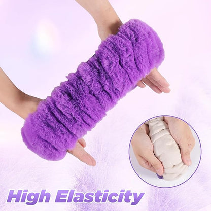 SEG Direct Furry Car Steering Wheel Cover with Fluffy Gear Shift Cover Soft Warm Non-Slip Car Decoration for Women Girls 2 PCS Set, Purple