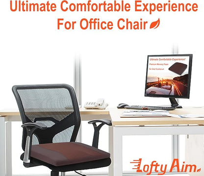 Lofty Aim Car Seat Cushion, Comfort Memory Foam Car Cushions for Driving - Sciatica & Lower Back Pain Relief, Driver Seat Pillow for Auto, Office Chair, Wheelchair - Brown