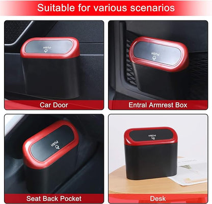 Accmor Car Trash Can with Lid, Mini Vehicle Dustbin Garbage Organizer Bin Holder, Portable Hanging Wastebasket Container for Auto, Home, Office (Red)
