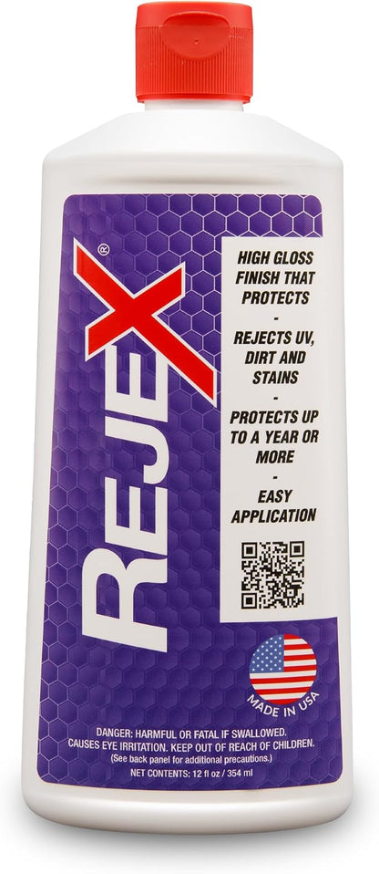 RejeX High Gloss Finish That Protects, Long-Lasting Polymer Coating for Cars, Trucks, Boats, RVs, Motorcycles, Aircraft, Glass, Painted Metal, Fiberglass, Acrylic, Gel Coat & Plastic Surface, 12 Fl Oz