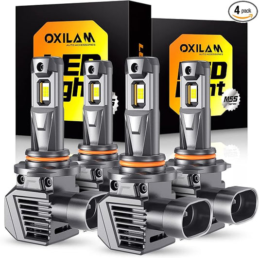 OXILAM 9005 9006 LED Bulbs, 900% High Brightness HB3 HB4 Fog Light Bulb, 6500K Cool White, Pack of 4