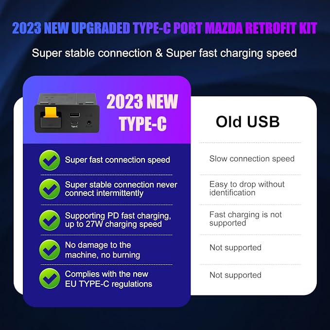 Type-C Wireless Apple CarPlay Retrofit Kit, TK78669U0C OEM USB HUB for Mazda 2/3/6/CX3/CX5/CX8/CX9/MX5/Miata 2014-2019 with MZD Connect System, Only Supporting Wireless Carplay, No Android Auto