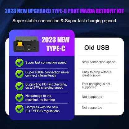 Type-C Wireless Apple CarPlay Retrofit Kit, TK78669U0C OEM USB HUB for Mazda 2/3/6/CX3/CX5/CX8/CX9/MX5/Miata 2014-2019 with MZD Connect System, Only Supporting Wireless Carplay, No Android Auto