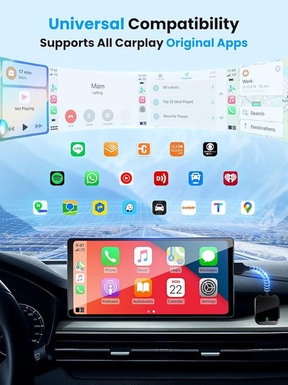 2-in-1 Wireless CarPlay & Android Auto Adapter, 5Ghz WiFi Bluetooth Dongle, Compatible with Cars After 2016 & Phones Android 11+/iOS 10+, USB-A/Type-C (Black)