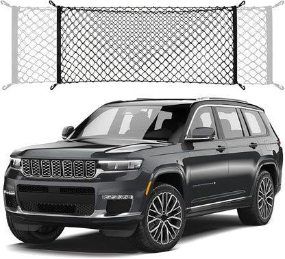 Envelope Style Trunk Cargo Net Compatible with Jeep Grand Cherokee New 2026 2025 2024 2023 2022, Grand Cherokee L 2026 2025 2024 2023 2022 (5 &7 Seats) SUV Nylon Car Rear Mesh Tailgate Netting