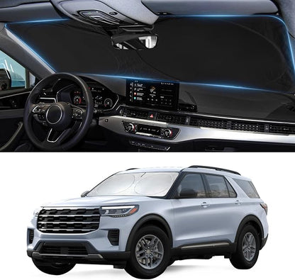 Sunshade for Explorer Windshield Sun Shade for Ford Explorer 2020-2026 Accessories Foldable Front Window Shield Cover Sun Visor Protector Block UV Rays