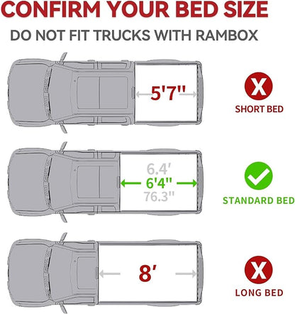 YITAMOTOR FRP Hard Tri-Fold Truck Bed Tonneau Cover Fits for Dodge Ram 2500 3500 2003-2026, 6.4 ft Bed Without Rambox