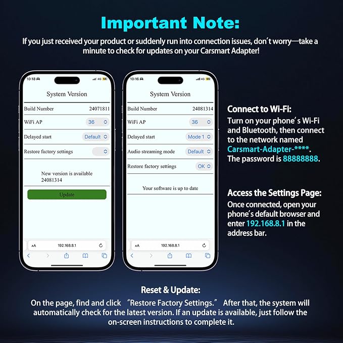 Wireless Carplay Adapter for Apple iPhone, Convert Wired to Wireless Car Play Adapter with Seamless Connection, Mini Appe CarPlay Wireless Adapter Compatible with Cars from 2018 & iOS 10+