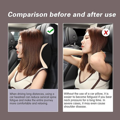 SPRFUFLY Make Restful Car Headrest Pillow, Car Pillow for Driving with Adjustable Strap, Breathable Removable Cover & Ergonomic Design - Softness Travel Car Neck Support Pillow(Beige, 1PC)