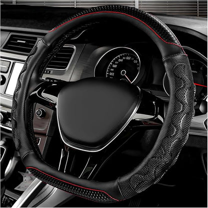 Car Steering Wheel Cover, 15 Inch Anti-Slip Steering Wheel Cover Protector with 3D Honeycomb Design, Universal Steering Wheel Covers for Cars Truck SUV, Car Accessories (Black)