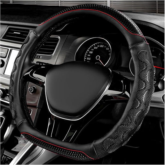 Car Steering Wheel Cover, 15 Inch Anti-Slip Steering Wheel Cover Protector with 3D Honeycomb Design, Universal Steering Wheel Covers for Cars Truck SUV, Car Accessories (Black)