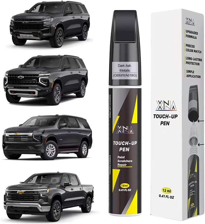 XNA Car Touch Up Paint (Dark Ash Metallic(G6M/WA618G)) for Chevrolet, 2 in 1 Car Scratch Remover with Pen Tip and Brush, Exact Color-Matched for Car Paint Scratch Repair, Quick & Easy Fix