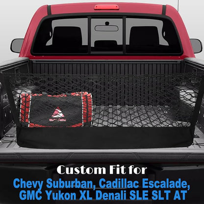 for Chevy Suburban, Cadillac Escalade, GMC Yukon XL Accessories Envelope Style Truck Bed Cargo Net for Pickup Truck Bed - Heavy Duty Carabiners