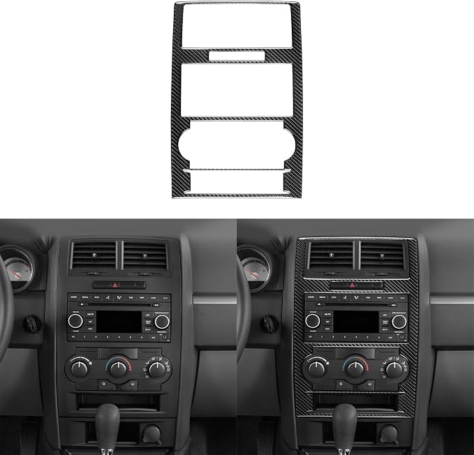 Car Center Console Frame Sticker Real Quality Carbon Fiber Trim Compatible with Dodge Charger 2008 2009 2010 Premium Interior Accessories Decor Decal Black