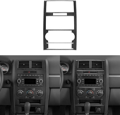 Car Center Console Frame Sticker Real Quality Carbon Fiber Trim Compatible with Dodge Charger 2008 2009 2010 Premium Interior Accessories Decor Decal Black