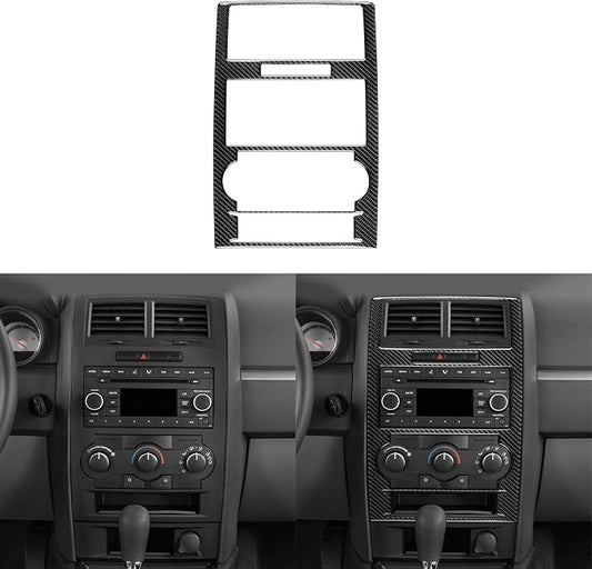 Car Center Console Frame Sticker Real Quality Carbon Fiber Trim Compatible with Dodge Charger 2008 2009 2010 Premium Interior Accessories Decor Decal Black