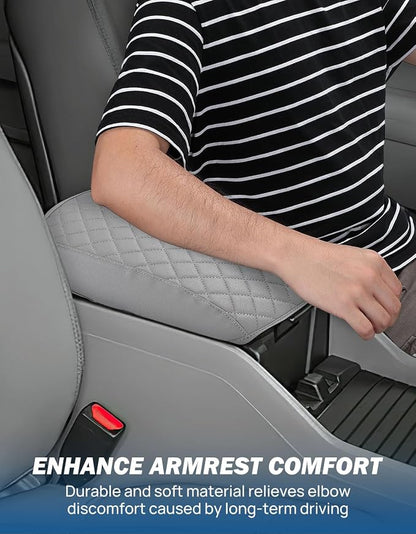 JOYTUTUS Center Console Cover Compatible with 2009-2015 Pilot, Leather Arm Rest Armrest Cover for Car, Well-Make Durable Middle Console Cover Lid Replacement for Trucks, Easy to Install, Gray