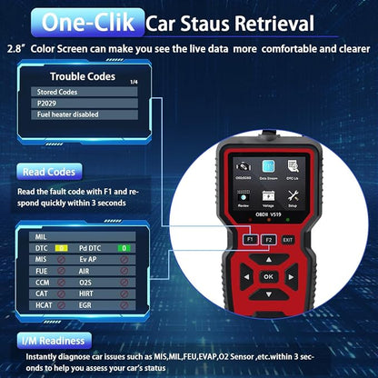 2025 New OBD2 Scanner Diagnostic Tool - Check Engine Light Code Reader with Reset, Battery Voltage Tester, Modes 6 & 8, Suitable for All OBD II Protocol Car & Truck Since 1996