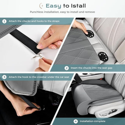 Coverado Car Seat Leg Support Cushion, Leather Car Seat Extender, Universal Leg Extender Cushions for Long Driving, Waterproof Leg Extension Support Pad Car Seat Cushions for Most Cars (Update,Gray)
