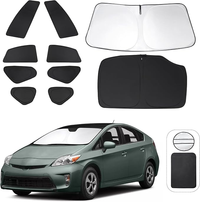 TINGLU Window Shades for Toyota Prius Hatchback 2010-2015 (Not for Prius C or Prius V) 10PCS Accessories Full Windows Rear Triangular Windshield Sun Shade Sun UV Rays Privacy Protection for Camping