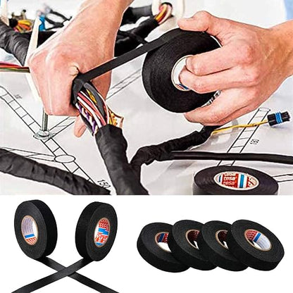 HSTECH 2 Rolls Width 1.26in Wire Loom Harness Tape, Speaker Wiring Harness Cloth Tape, Black Adhesive Fabric Tape, for Automobile Electrical Wire harnessing Noise Dampening Heat Proof （32mm X 15m）