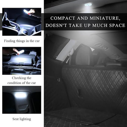 Wevdn 2 PCS Car LED Lights Interior Wireless, Sticky Car Ambient Lighting with 6 Bright LED Lamp Beads, Portable USB Rechargeable Vehicle Interior Led Night Light for Car (White)