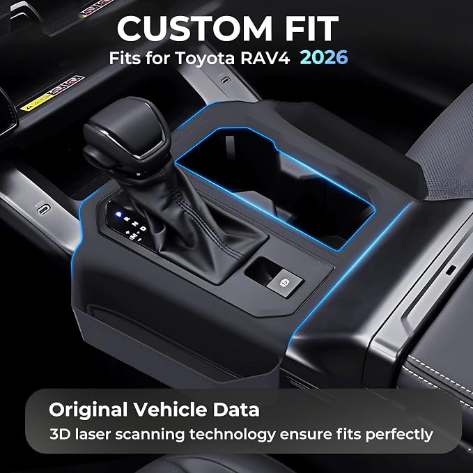 Center Console Organizer Tray Storage Box for Toyota RAV4 2026, Interior Accessories for 2026 RAV 4, Black
