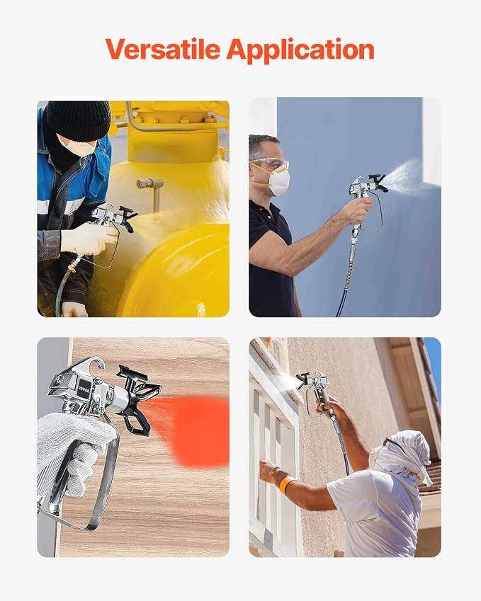 VEVOR Airless Paint Spray Gun, 3600PSI High Pressure Airless Paint Sprayer Gun with 517 Tip, Swivel Joint Airless Spray Gun Kit with Filters, Cleaning Needle and Brush, for Airless Spraying Machine