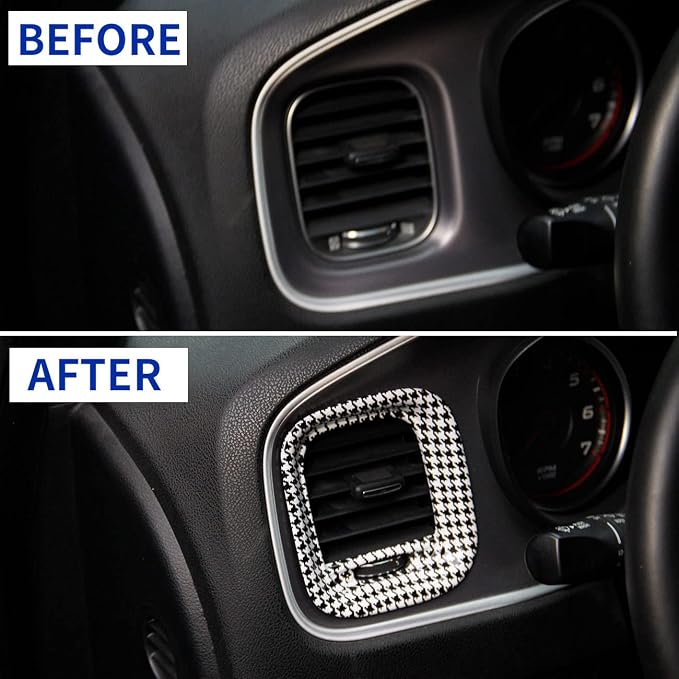 crosselec Black and White Pattern Air Vent Cover AC Outlet Trim kit for Dodge Charger 2015+