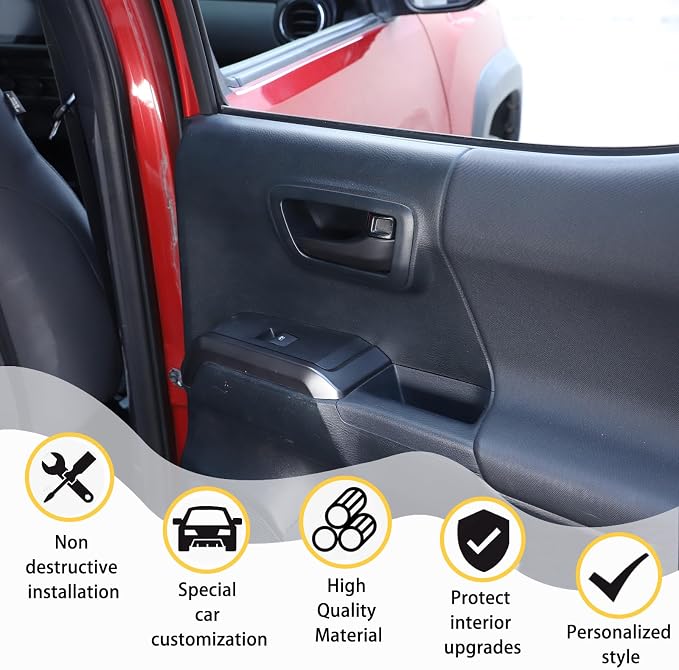 CHEAYAR Car Inner Door Handles Cover Trim Compatible with Toyota Tacoma 2016-2022, Auto Inner Door Handles Cover Interior Door Handles Protector Trim Decorate Covers Accessories (Matte Black)