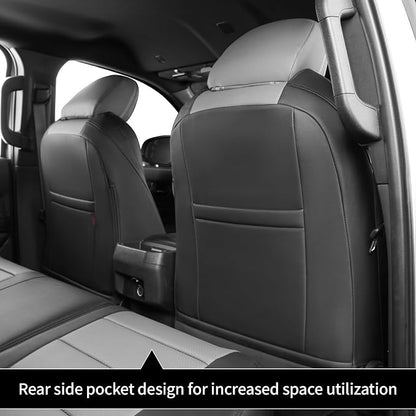 coverdream Tacoma Leather Seat Covers Custom Fit for 2024-2026 Toyota Tacoma Hybrid TRD Sport,TRD Off-Road,Limited,Trailhunter,Fully Covered,Luxury Waterproof Car Seat Protector (Full Set,Black/Gray)